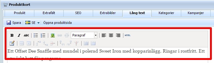 Textinmatning för lång textbeskrivning